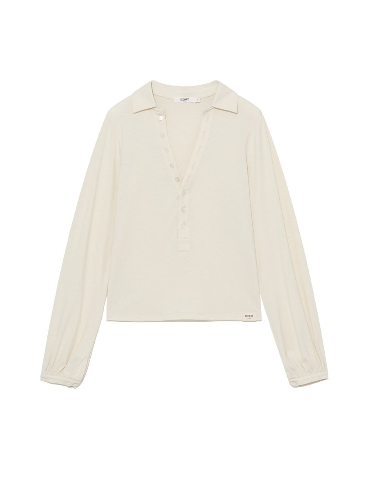 글로니(GLOWNY) G V-COLLAR HENLEY TOP (LIGHT BEIGE)
