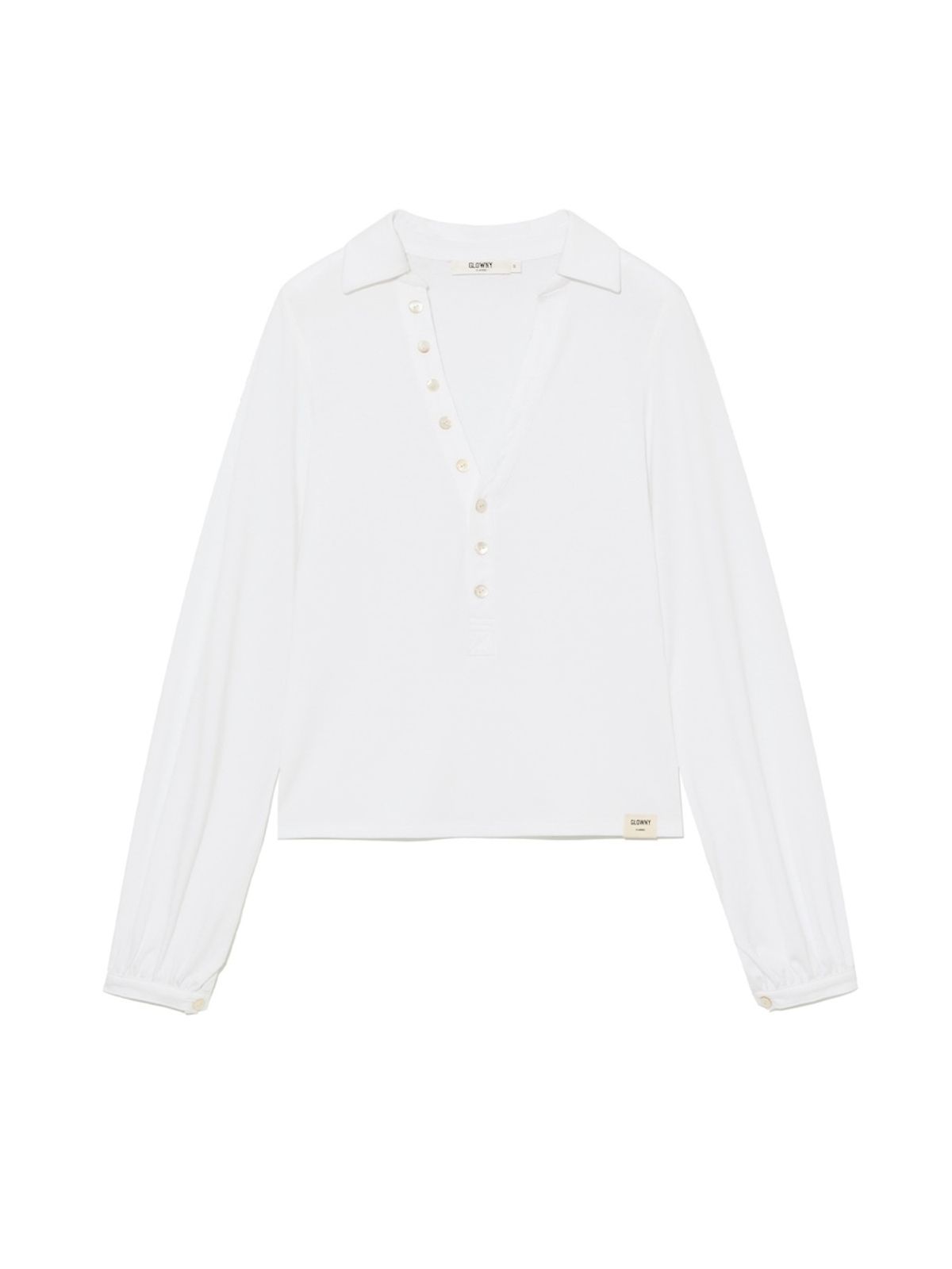 글로니(GLOWNY) G V-COLLAR HENLEY TOP (WHITE)