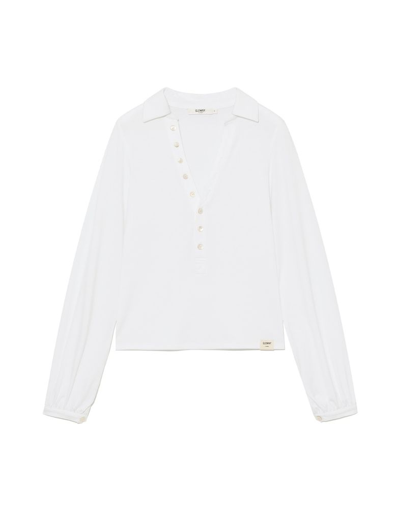 G V-COLLAR HENLEY TOP (WHITE)