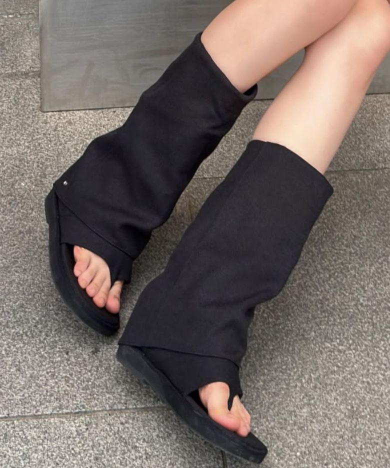 노아르 숏 부츠 6.5CM [린넨 블랙]