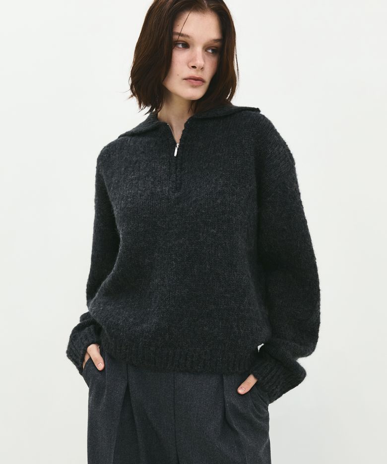 Woolly Collar Knit Charcoal