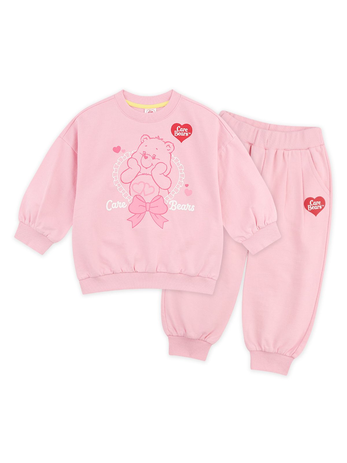 케어베어(CAREBEARS) 큐티리본하트맨투맨조거팬츠상하복