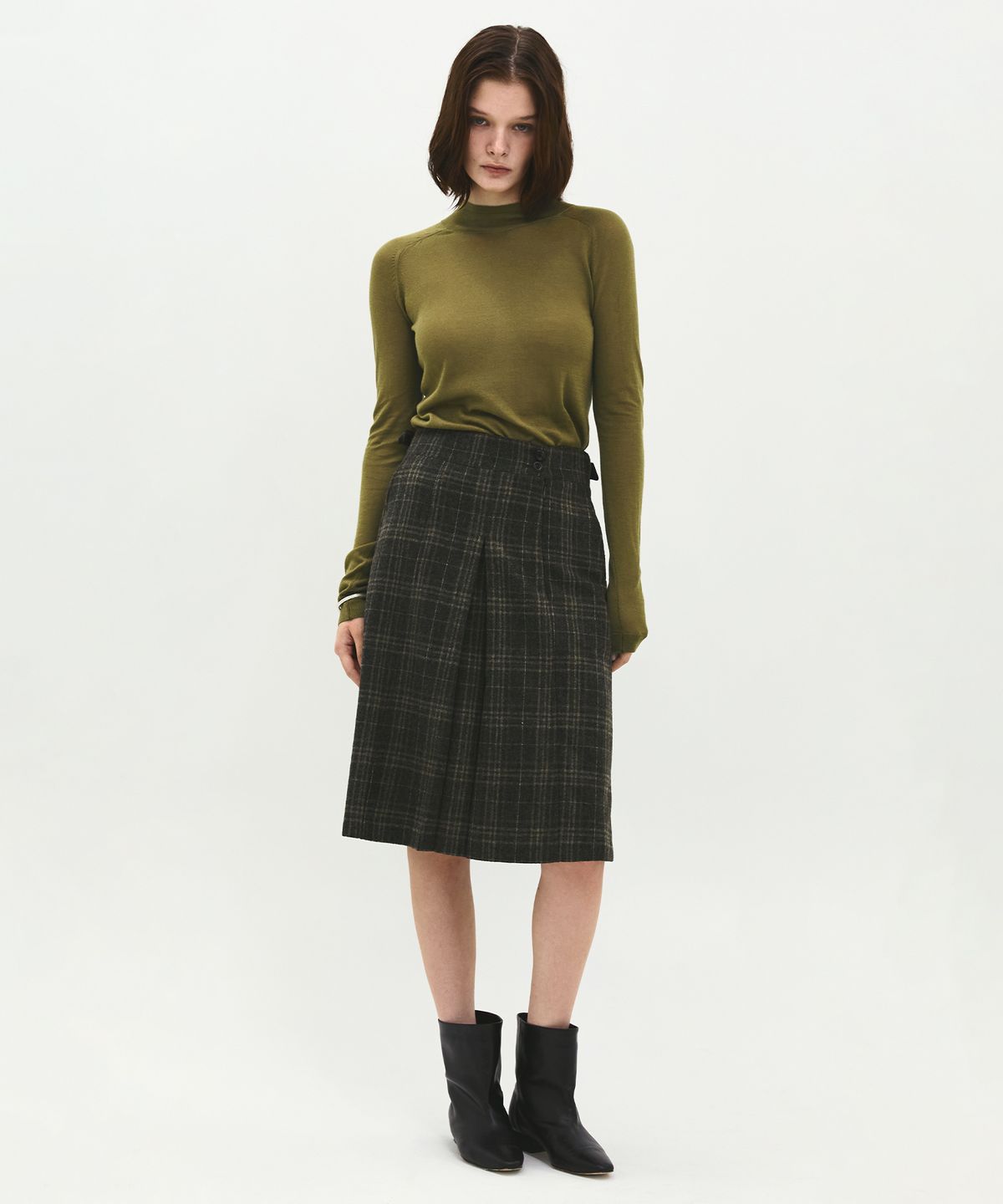 러프사이드 화이트라벨(ROUGH SIDE WHITE LABEL) Carol Check Skirt Charcoal