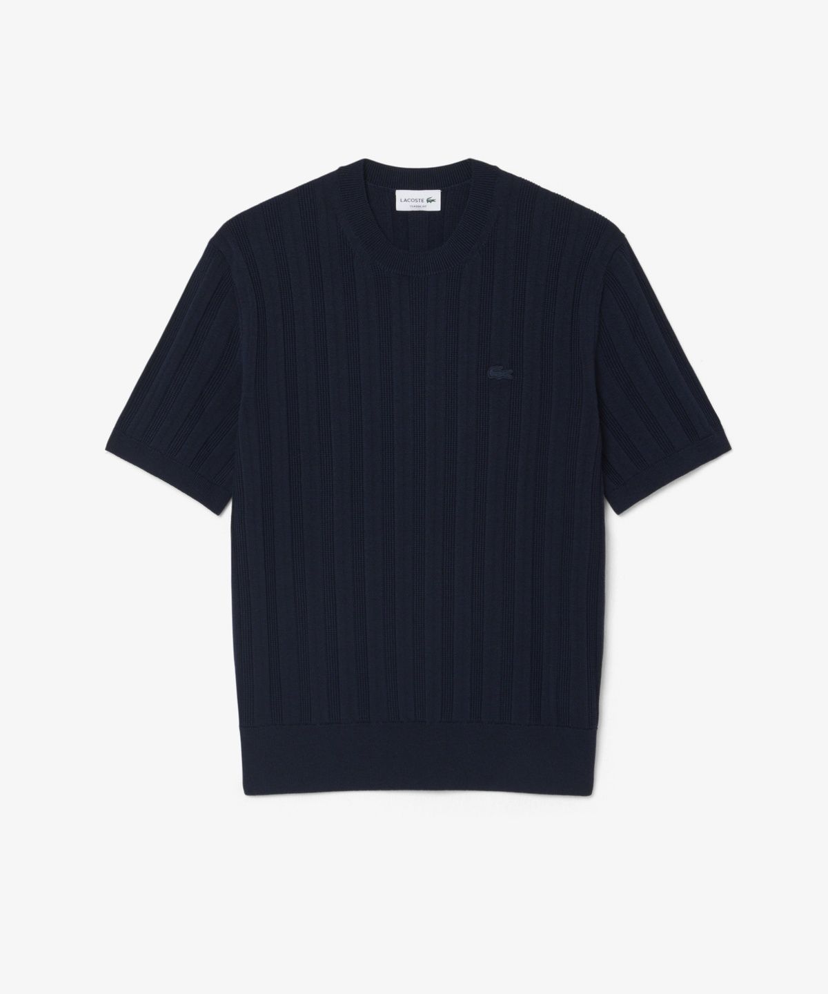 라코스테(LACOSTE) 남성 립조직 반팔 크루넥 스웨터 AH8227-56N MXQ