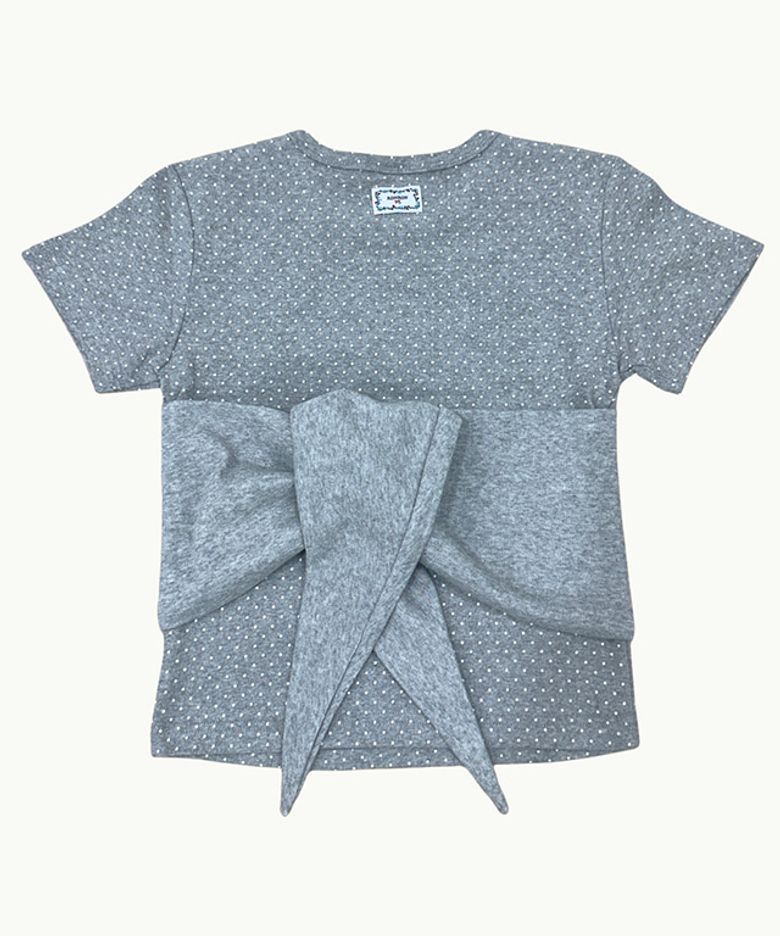 KNOT BUSTIER 2 WAY SHORT SLEEVE T SHIRT GREY DOT