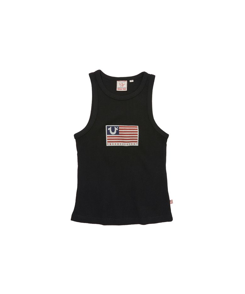 OLD GLORY WAFFLE WOMEN SLEEVELESS - BLACK