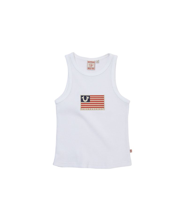 OLD GLORY WAFFLE WOMEN SLEEVELESS - WHITE
