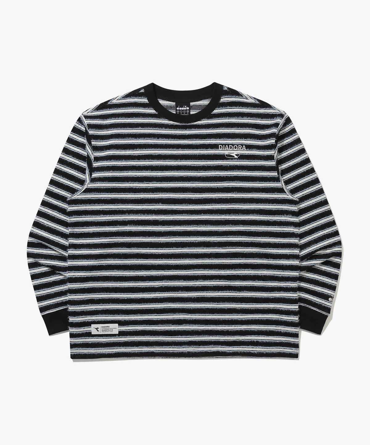 디아도라(diadora) 클래식 스트라이프 긴팔 티셔츠 BLACK
