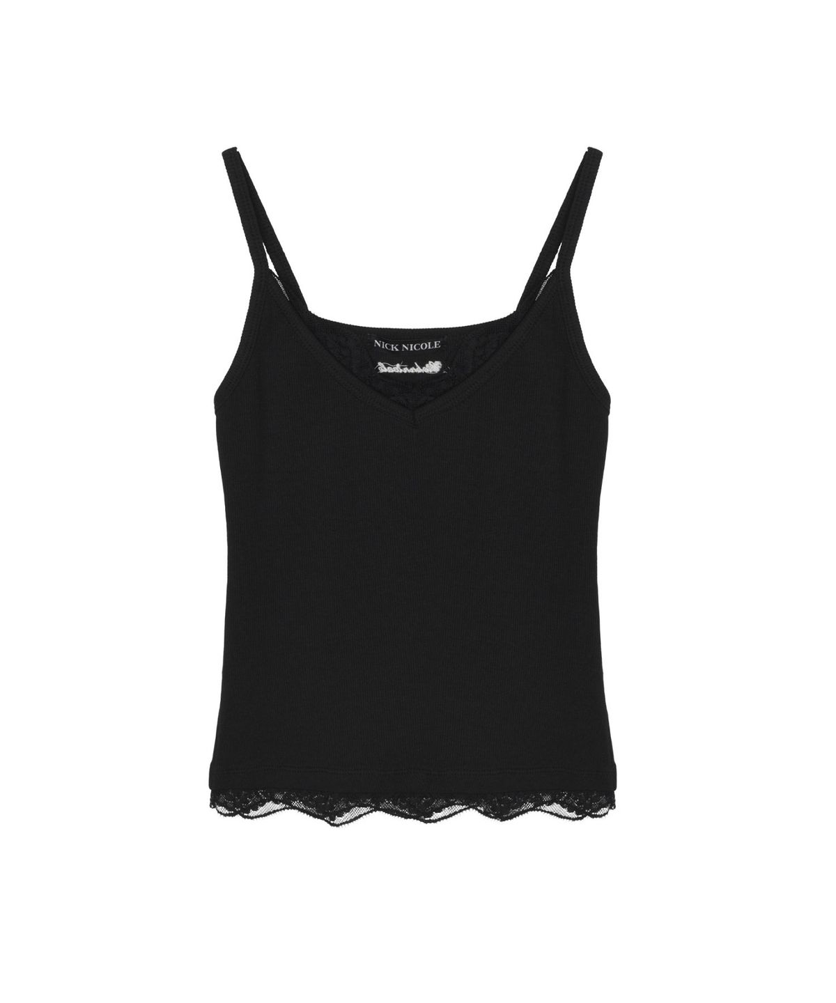 닉앤니콜(NICK&NICOLE) LACE RIBBED SLEEVELESS TOP_BLACK