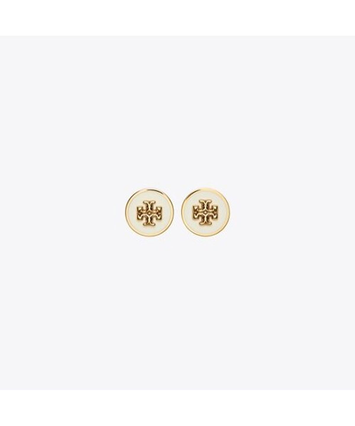토리버치(TORYBURCH) 아이콘 에나멜 스터드 이어링 - 토리 골드 / 뉴 아이보리