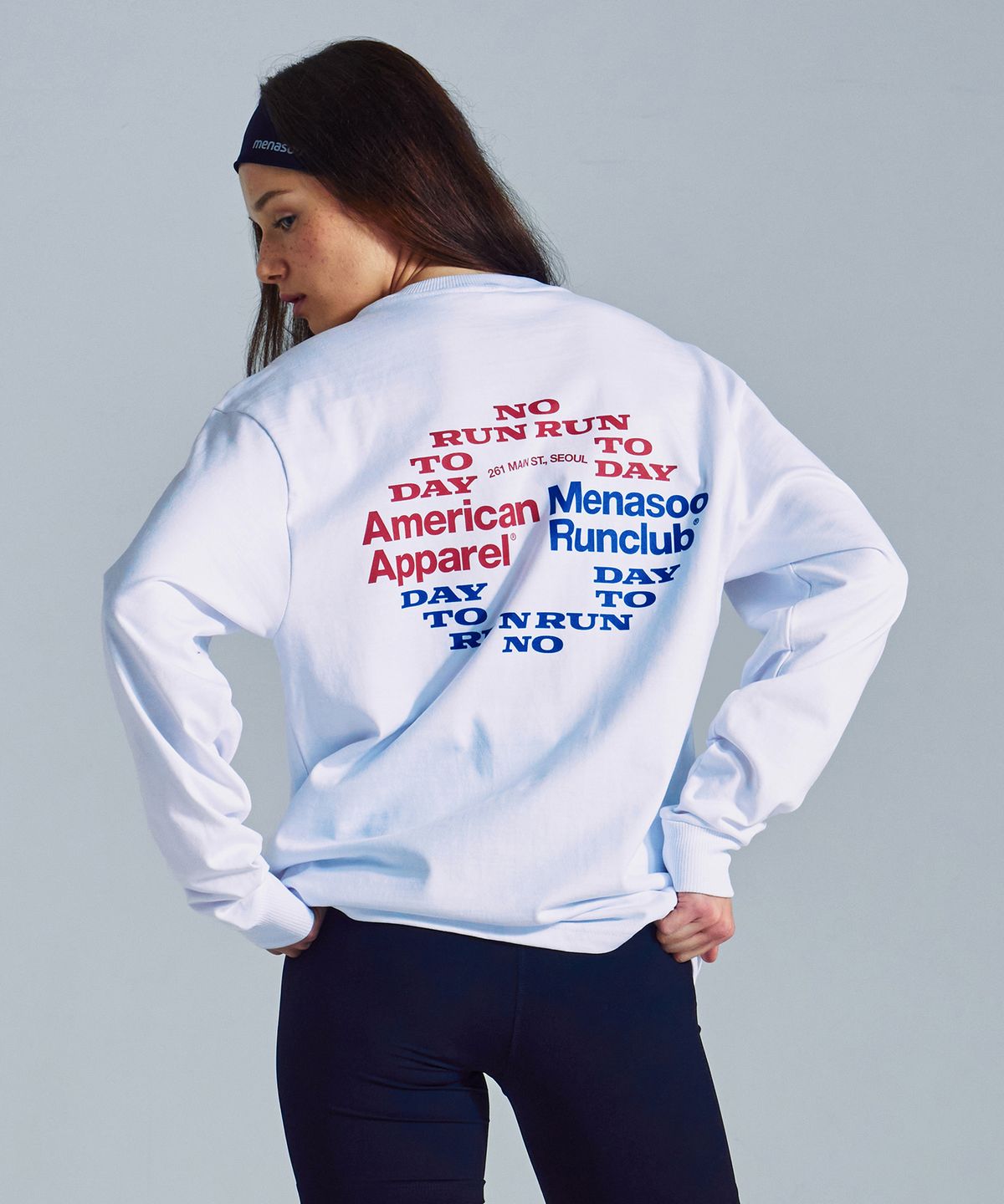 미나수(MENASOO) MNS x American apparel Run Club Long-Sleeves_White