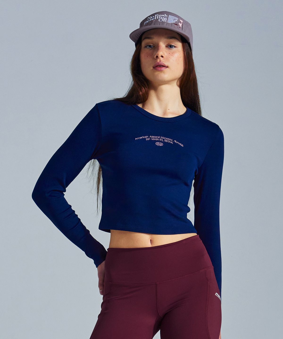 미나수(MENASOO) MNS x American apparel 261 Crop Long-Sleeves_Navy