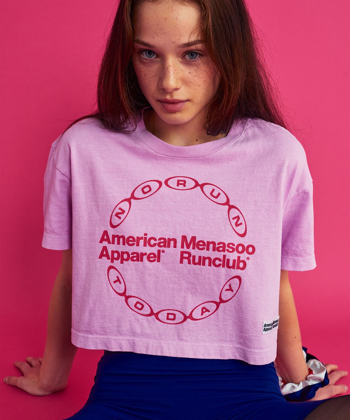 미나수(MENASOO) MNS x American apparel Big Circle Logo T-Shirts_Pink