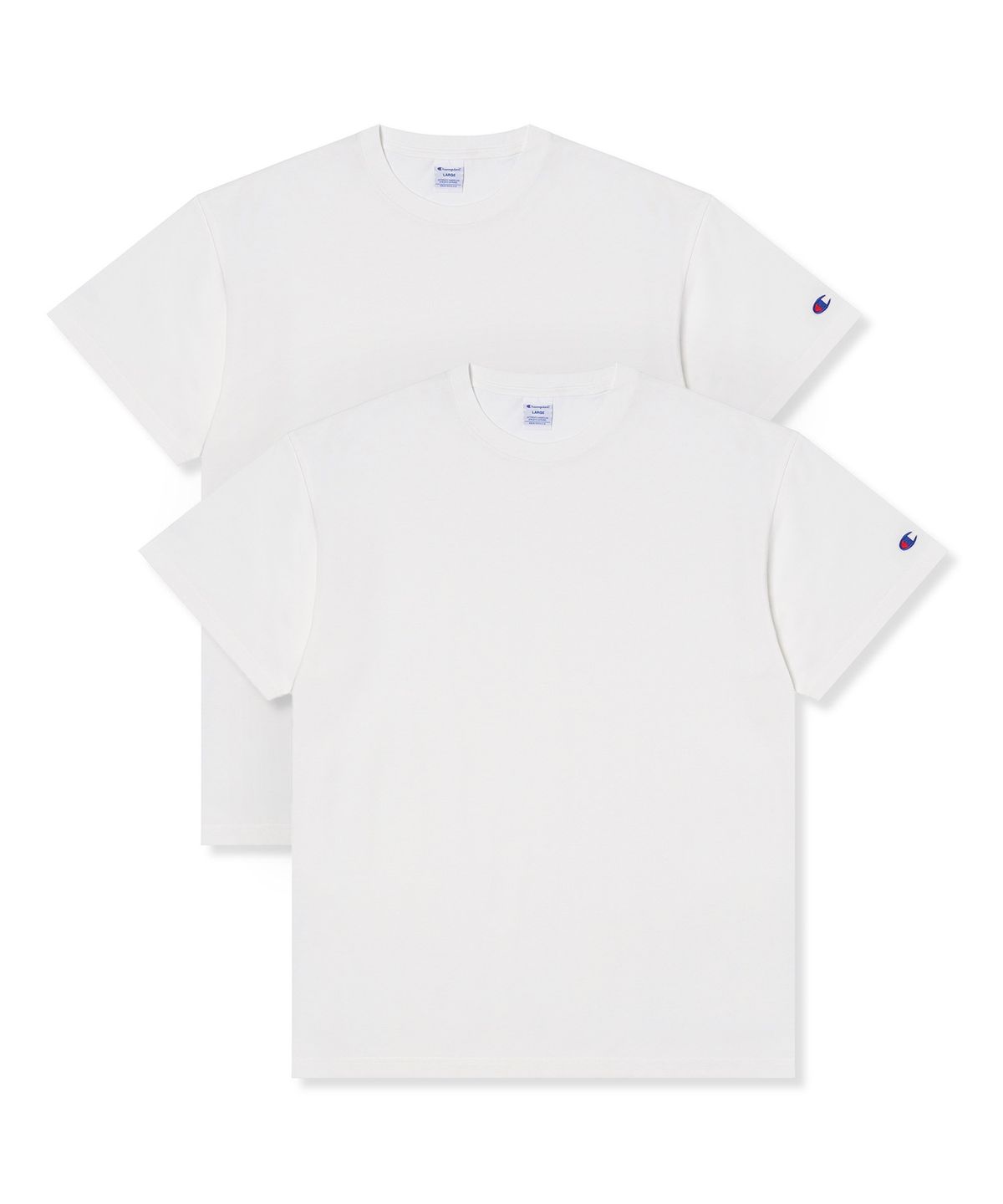 챔피온(CHAMPION) [2pack] 조그택 에어로 쿨 레이어드 티셔츠 White/White