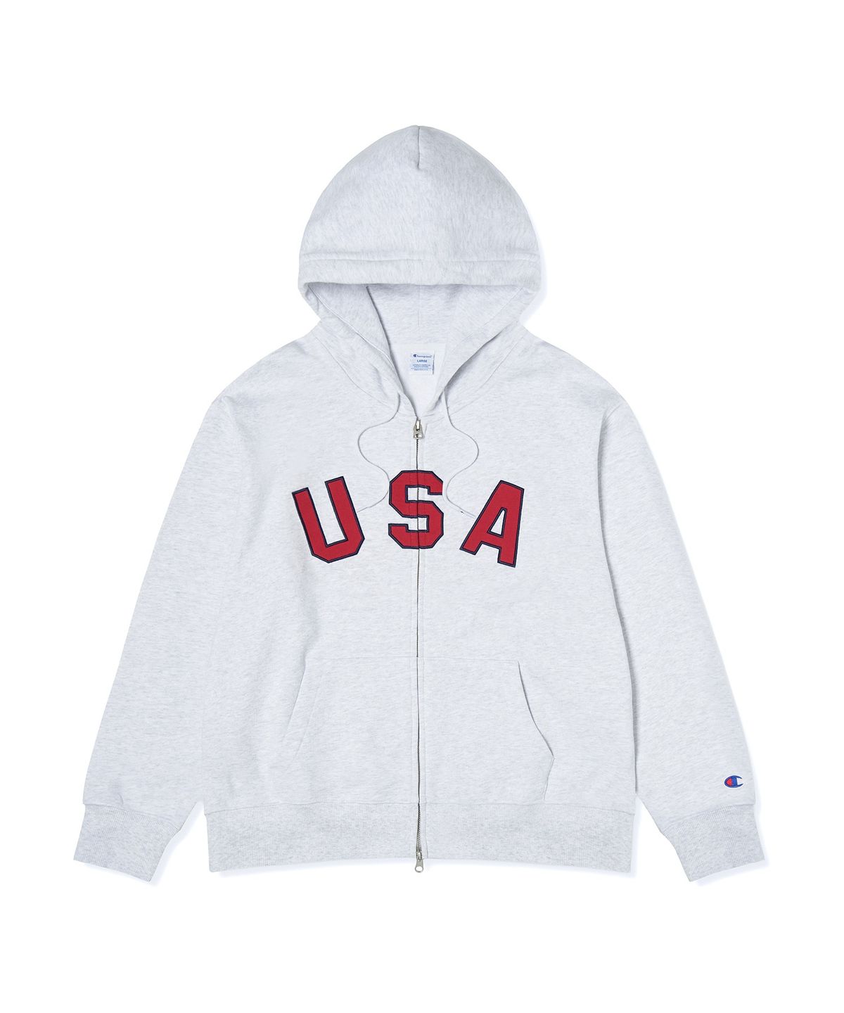 챔피온(CHAMPION) USA 로고 후드 집업 Grey Melange