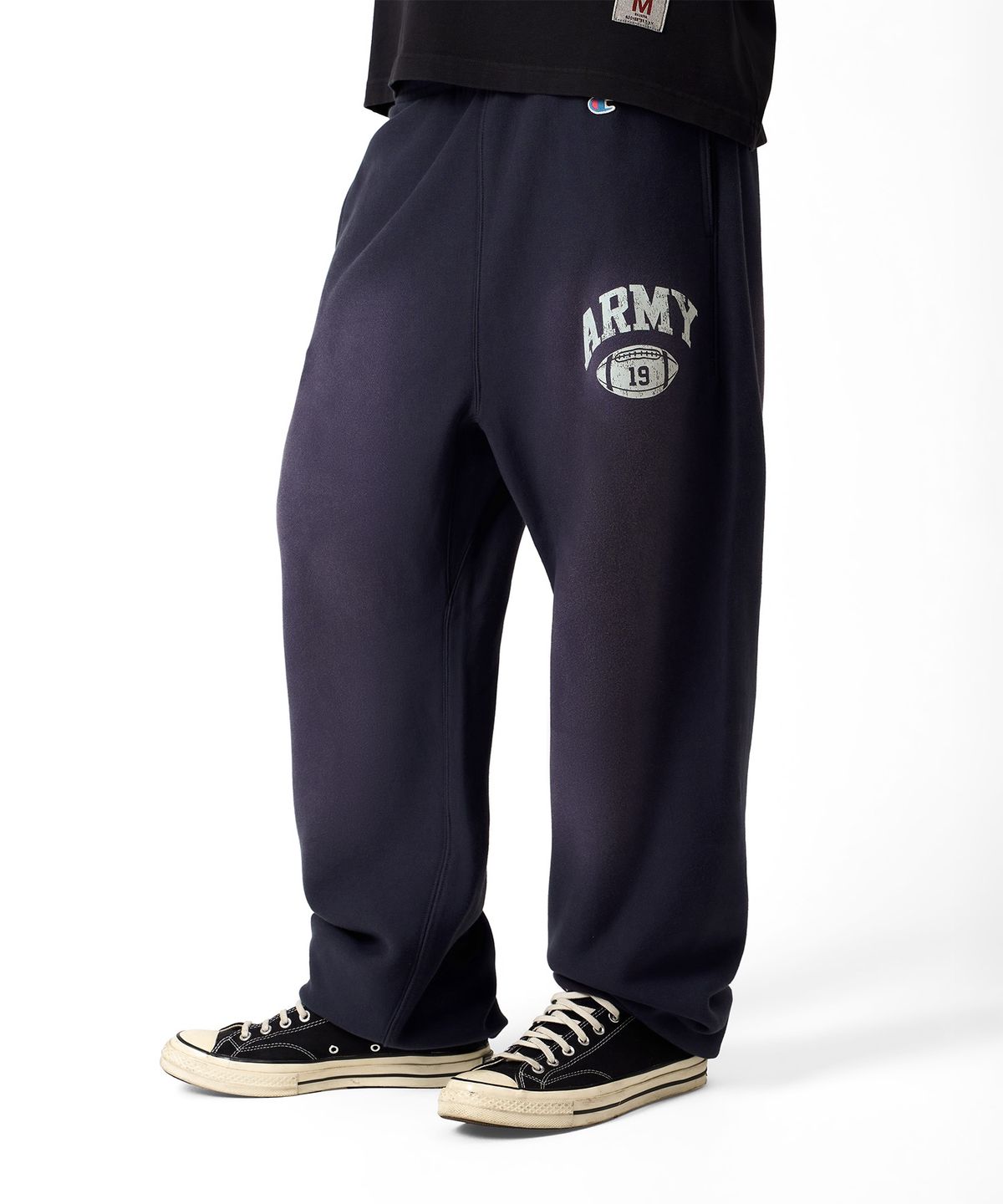 챔피온(CHAMPION) 헤리티지 ARMY 와이드핏 스웨트 팬츠 Navy