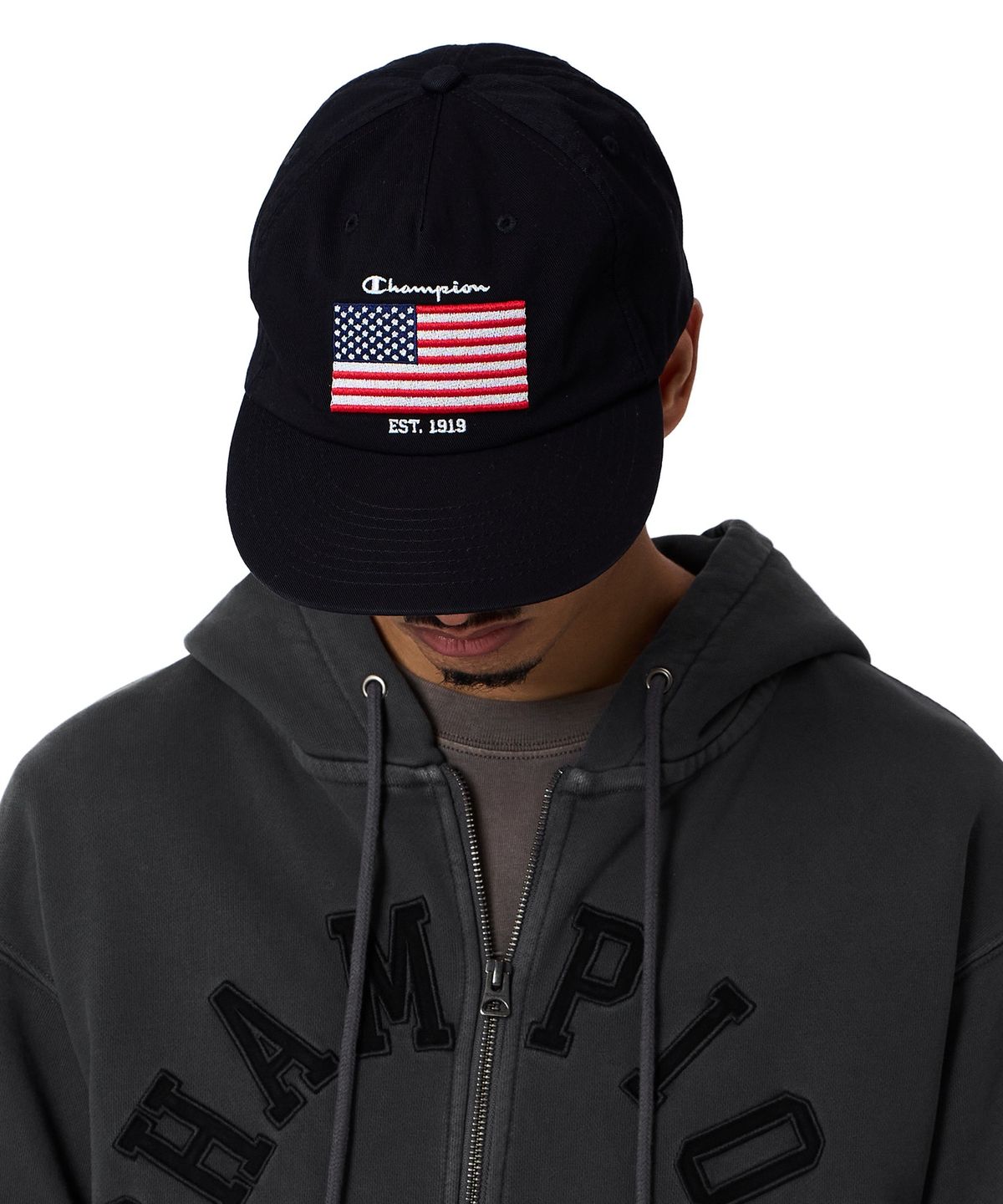 챔피온(CHAMPION) USA 로고 볼캡 Black