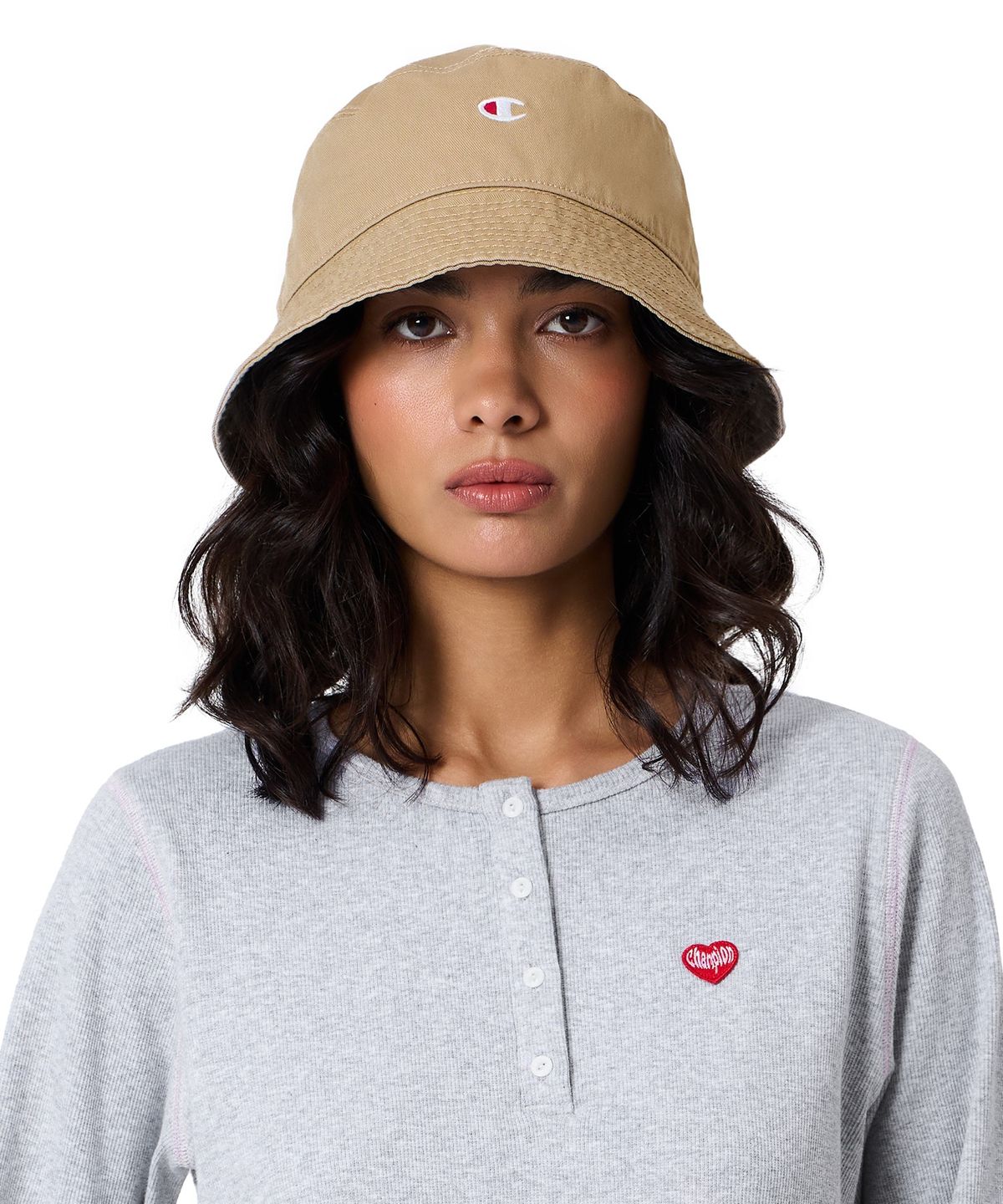 챔피온(CHAMPION) C로고 트윌 코튼 버킷햇 Beige