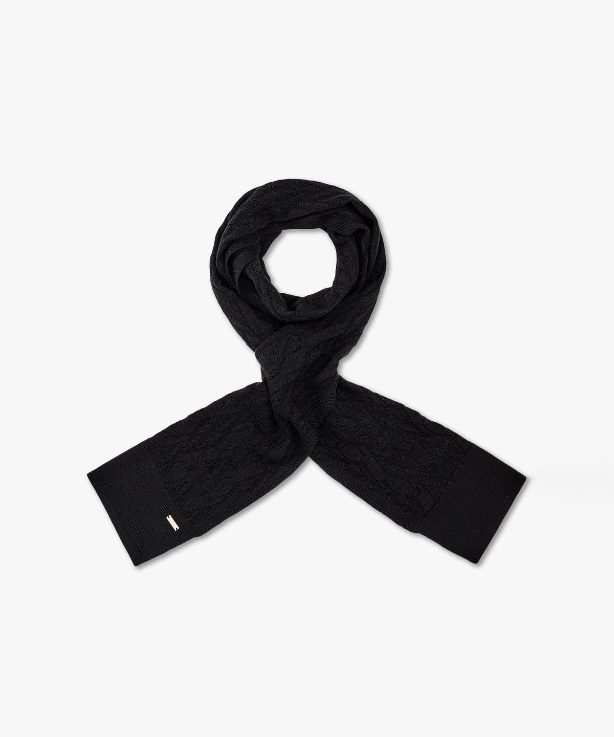 아르마니 익스체인지(ARMANI EXCHANGE) 여성 로고 자카드 니트 스카프 _블랙_A425376901