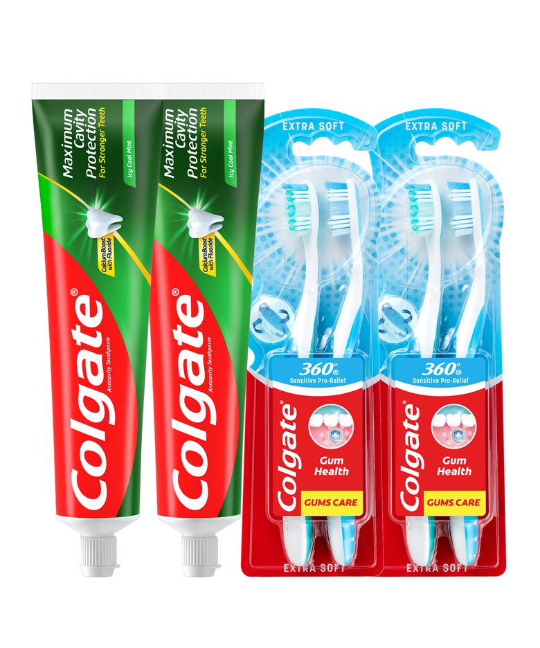캐비티 프로텍션 고불소 치약 칫솔 세트(쿨민트 치약100g 2개+360센서티브 칫솔 2개입 2세트)
