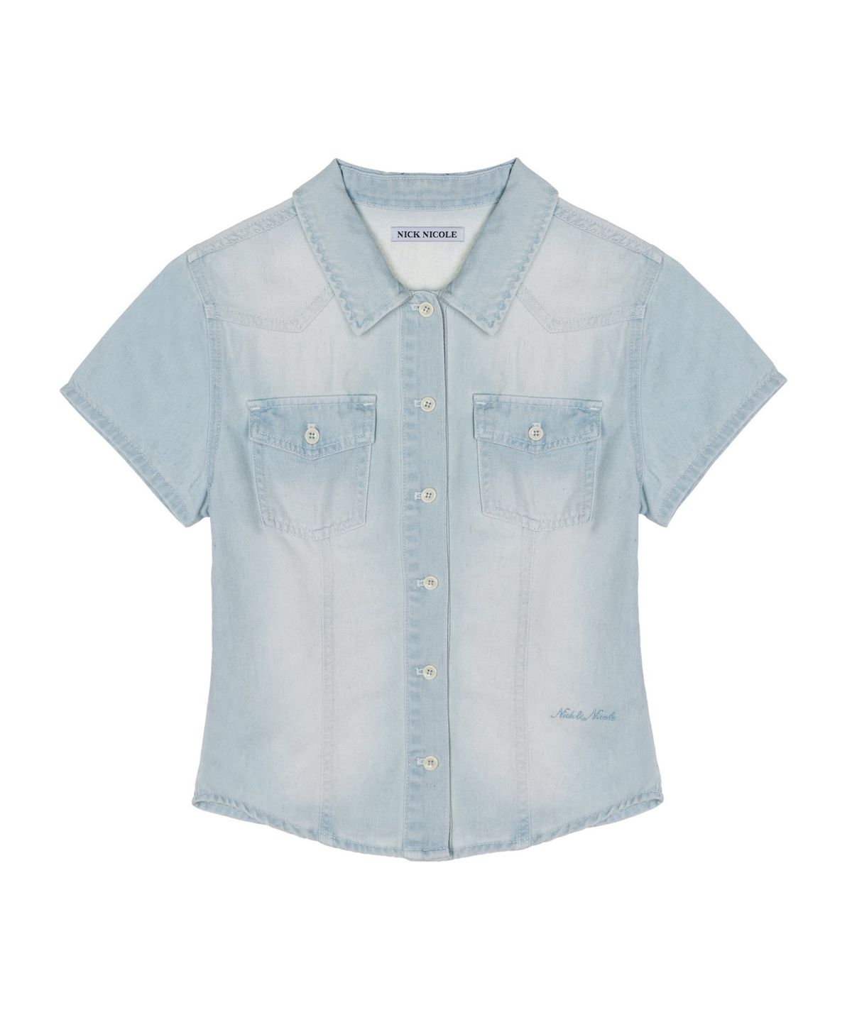 닉앤니콜(NICK&NICOLE) DENIM SHORT POCKET SHIRT_LIGHT BLUE