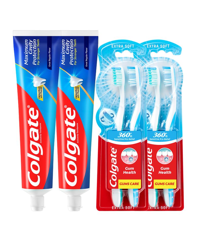 캐비티 프로텍션 고불소 치약 칫솔 세트(레귤러 치약 100g 2개+360센서티브 칫솔 2개입 2세트)