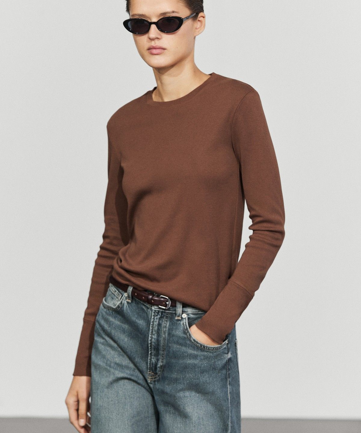 마시모두띠(MASSIMO DUTTI) 100% 코튼 긴소매 티셔츠