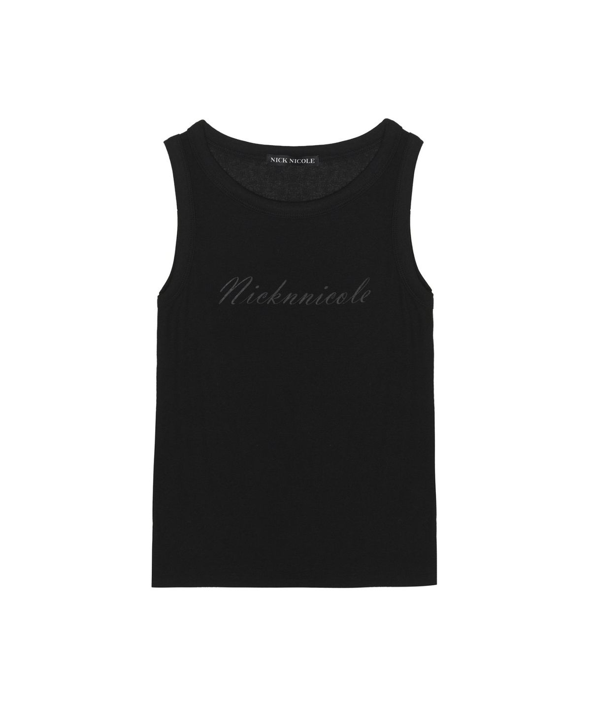 닉앤니콜(NICK&NICOLE) LETTERING SLEEVELESS TOP_BLACK