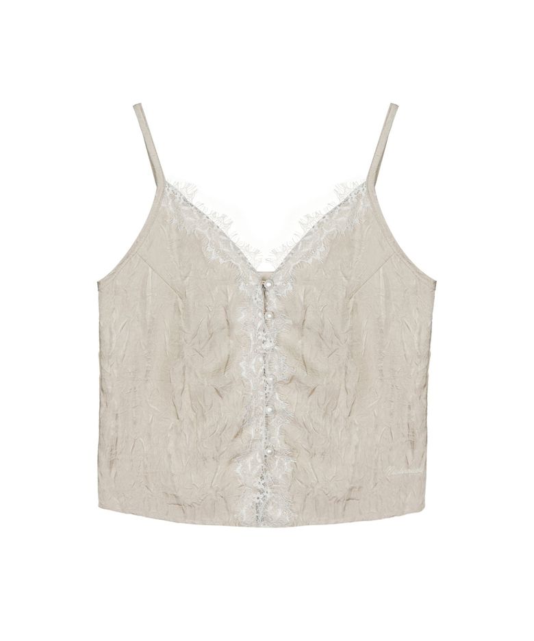 SATIN LACE CAMI TOP_BEIGE