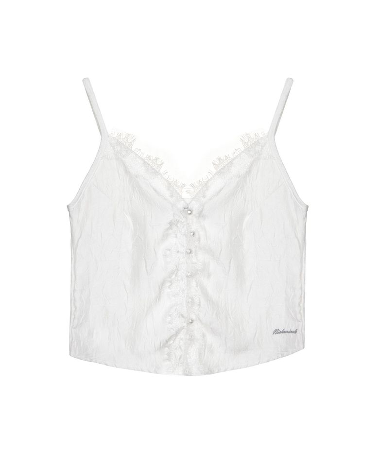 SATIN LACE CAMI TOP_IVORY