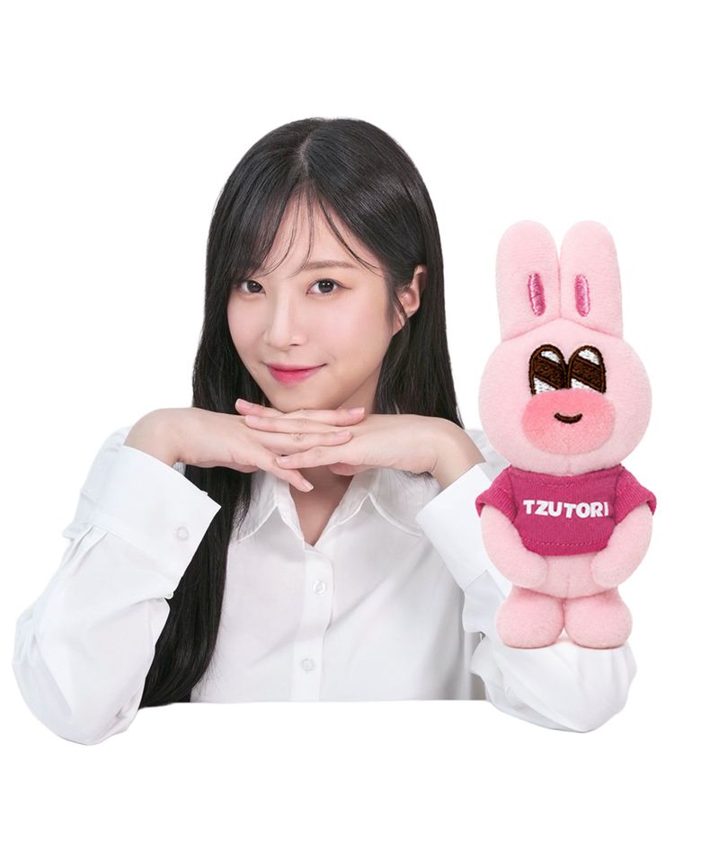쯔양 공식 캐릭터 쯔토리 봉제인형 키링 11cm_핑크 티셔츠