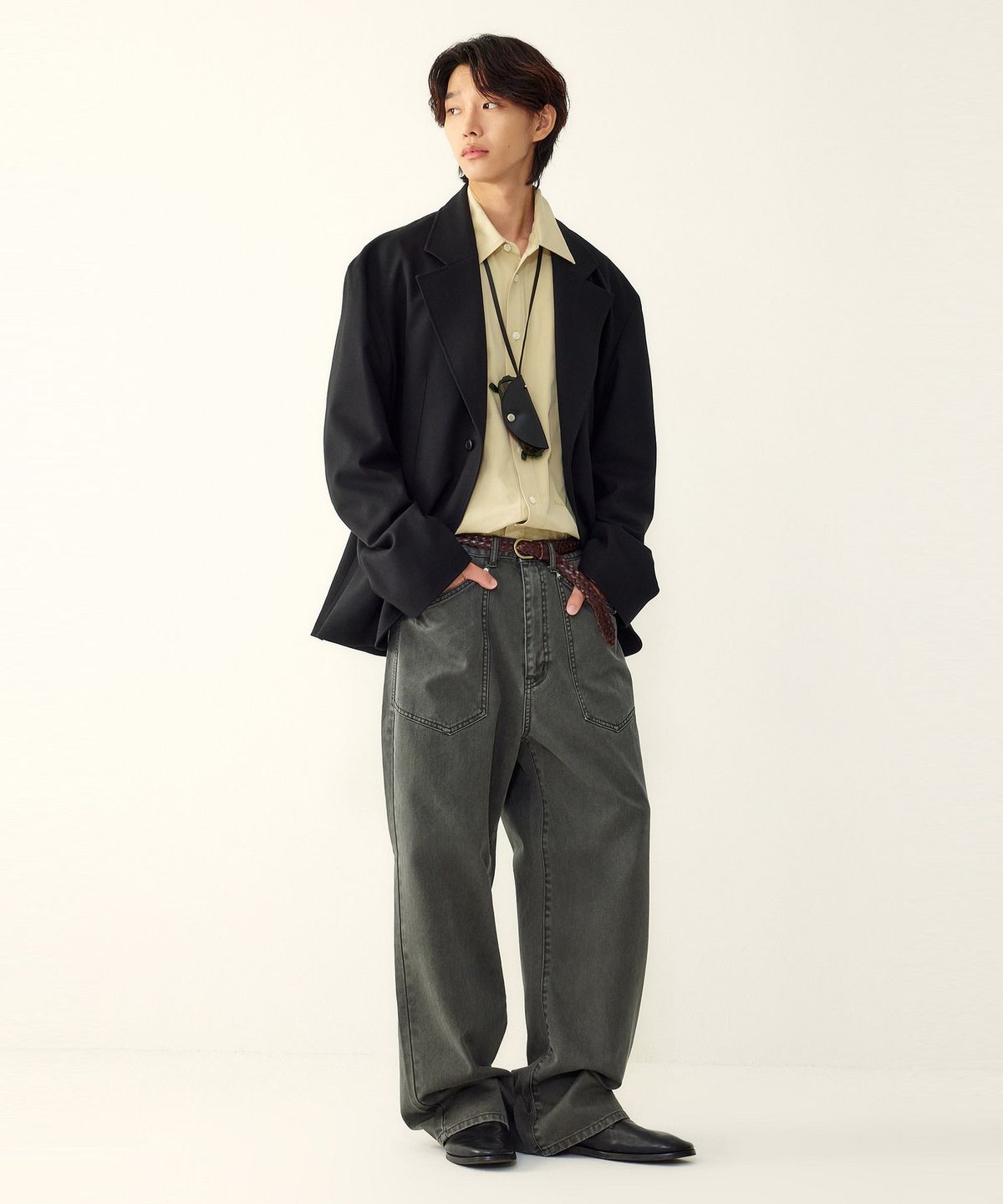 스튜디오 톰보이(STUDIO TOMBOY) [MEN] 헤링본 카펜터 팬츠 _다크카키_9156362831