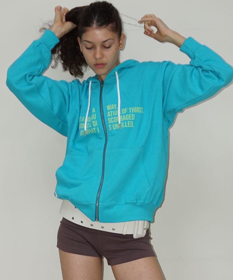 Lettering light weight hoodie - Blue