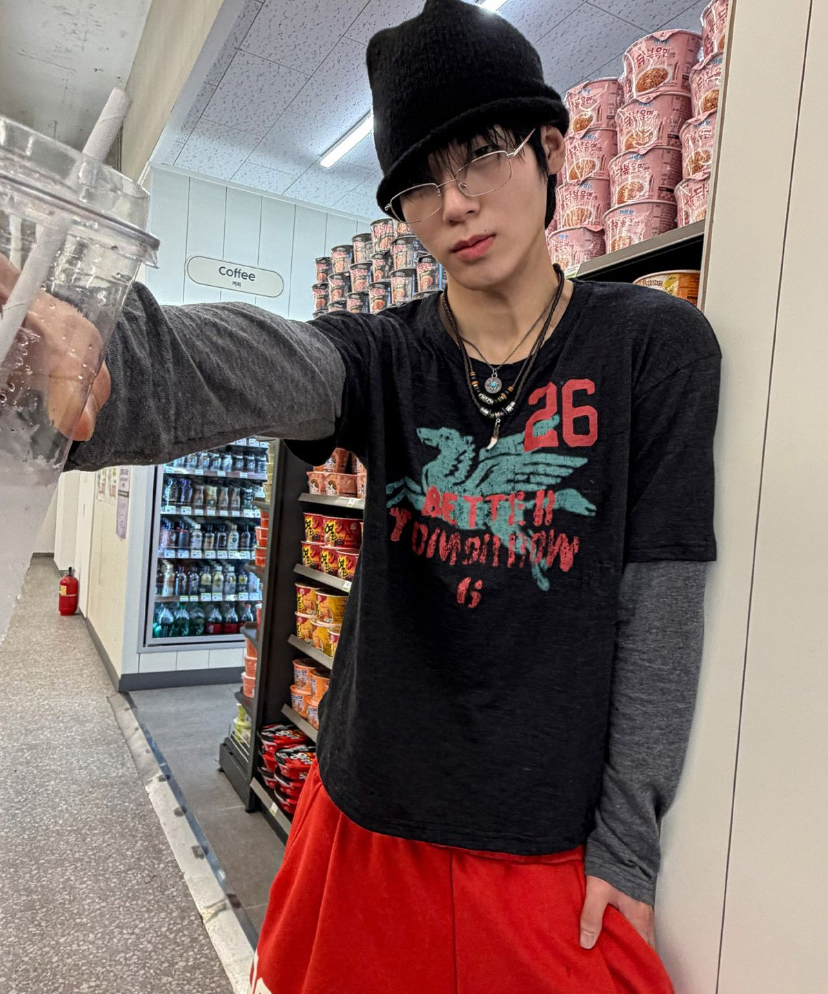노디(NODI) 선데이클럽 레이어드 슬럽 롱슬리브 다크 차콜