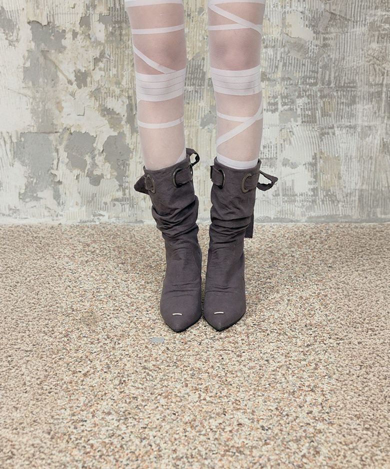 Ankle Wedge Heel Boots (Brown)