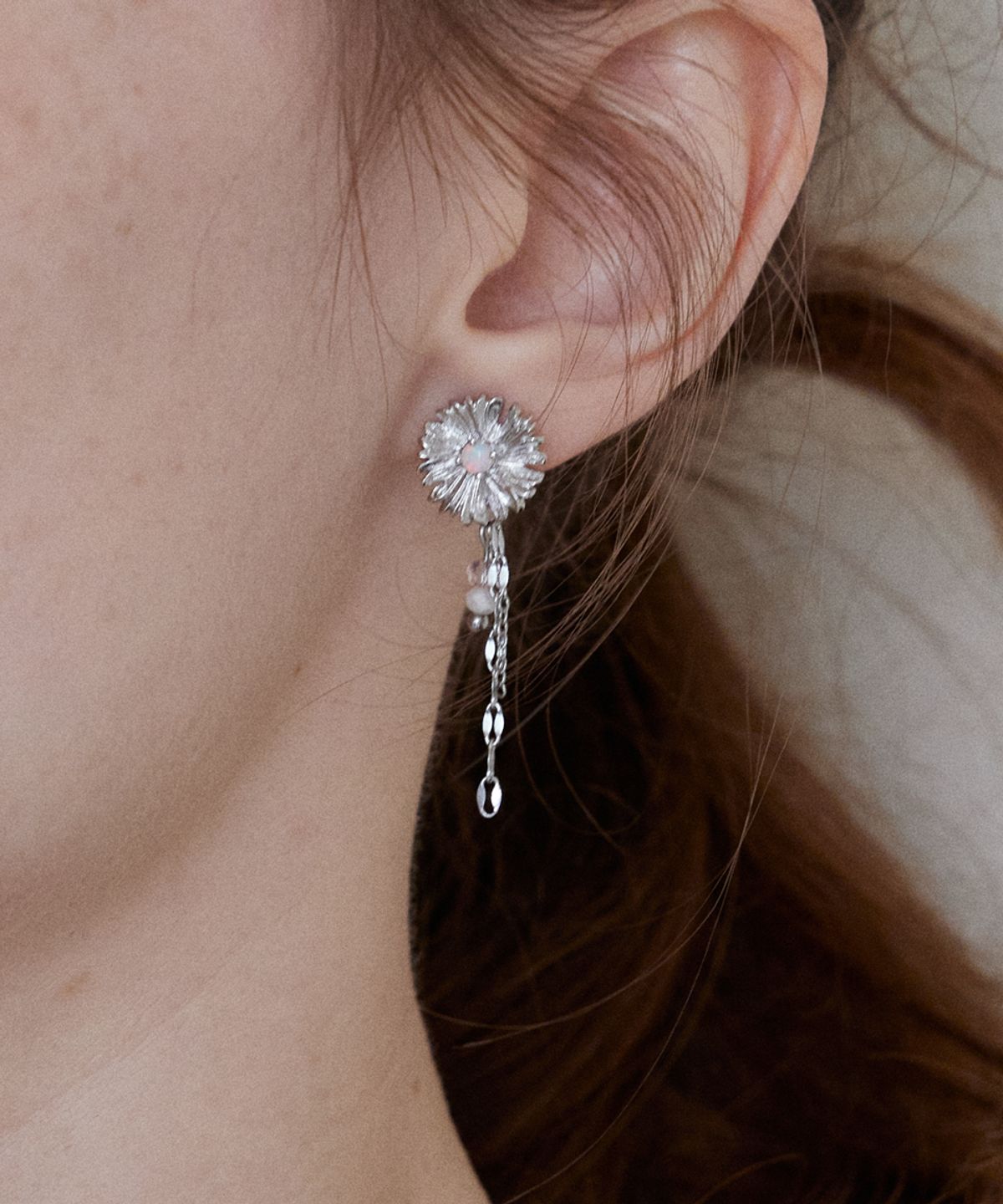 링거피스(LINGER PIECE) Silver dandelion flower earring