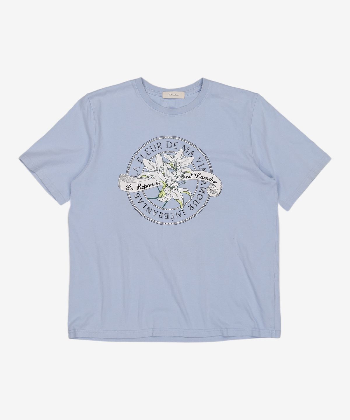 논로컬(NONLOCAL) Lily Print T-shirt - Light Blue FREE