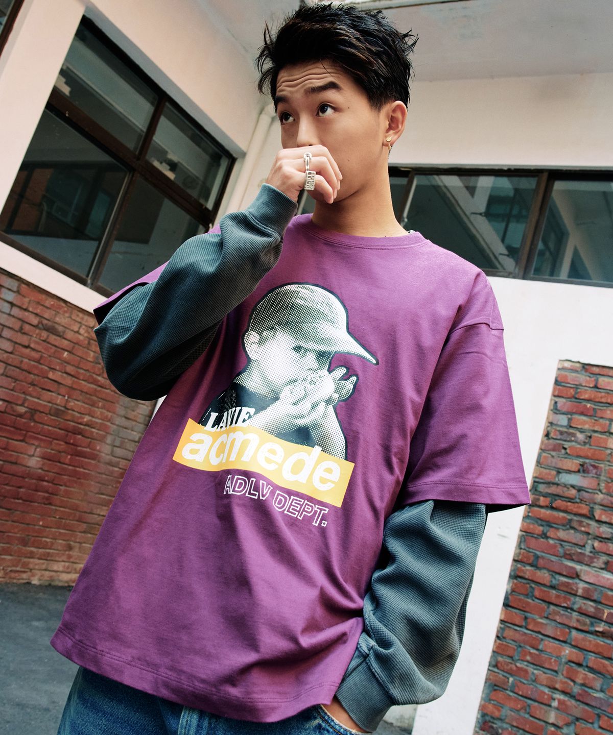 아크메드라비(ACME DE LA VIE) HALFTONE BOX CAP BOY SHORT SLEEVE T-SHIRT