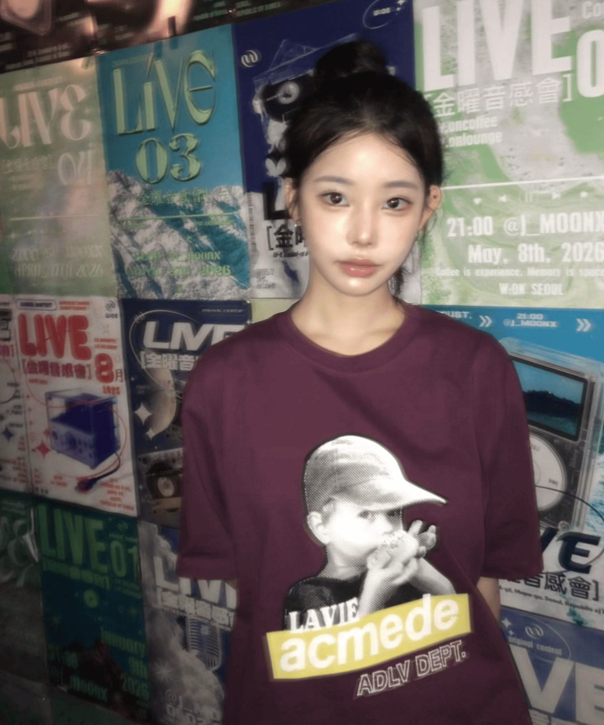 아크메드라비(ACME DE LA VIE) HALFTONE BOX CAP BOY SHORT SLEEVE T-SHIRT