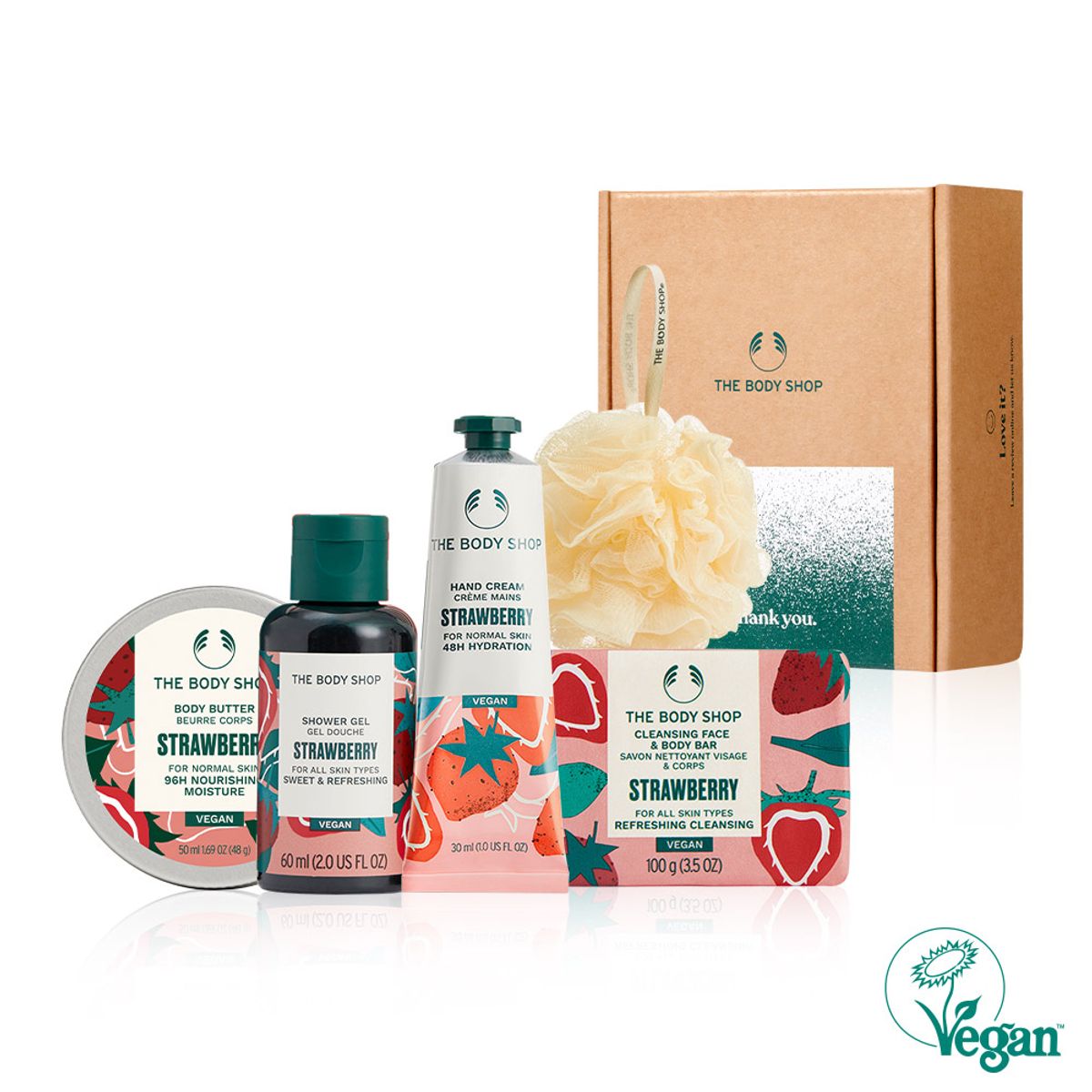 더바디샵(THE BODY SHOP) 스트로베리 4종 선물세트 (샤워젤+바디버터+핸드크림+비누) (888253)