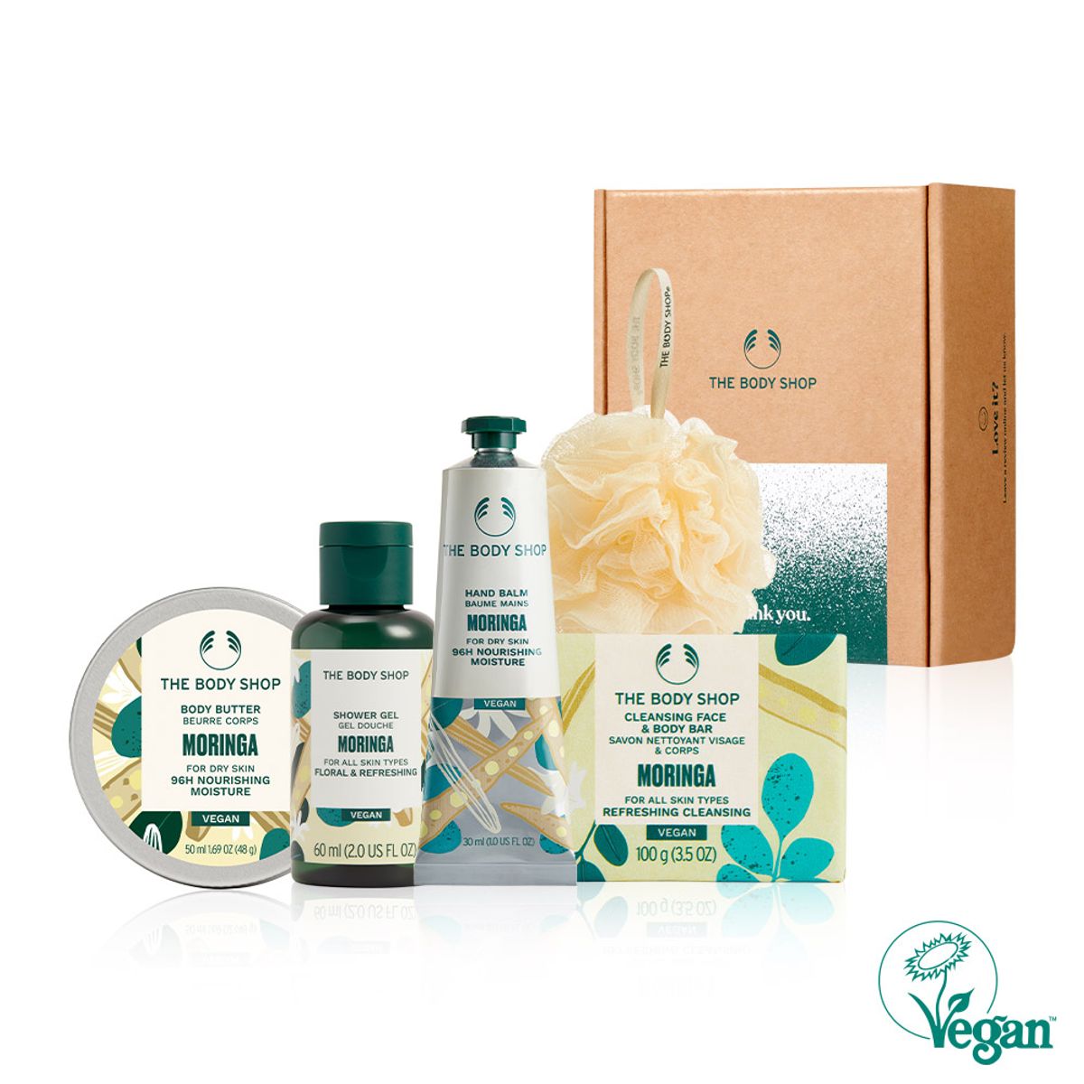더바디샵(THE BODY SHOP) 모링가 4종 선물세트 (샤워젤+바디버터핸드밤+비누) (888252)