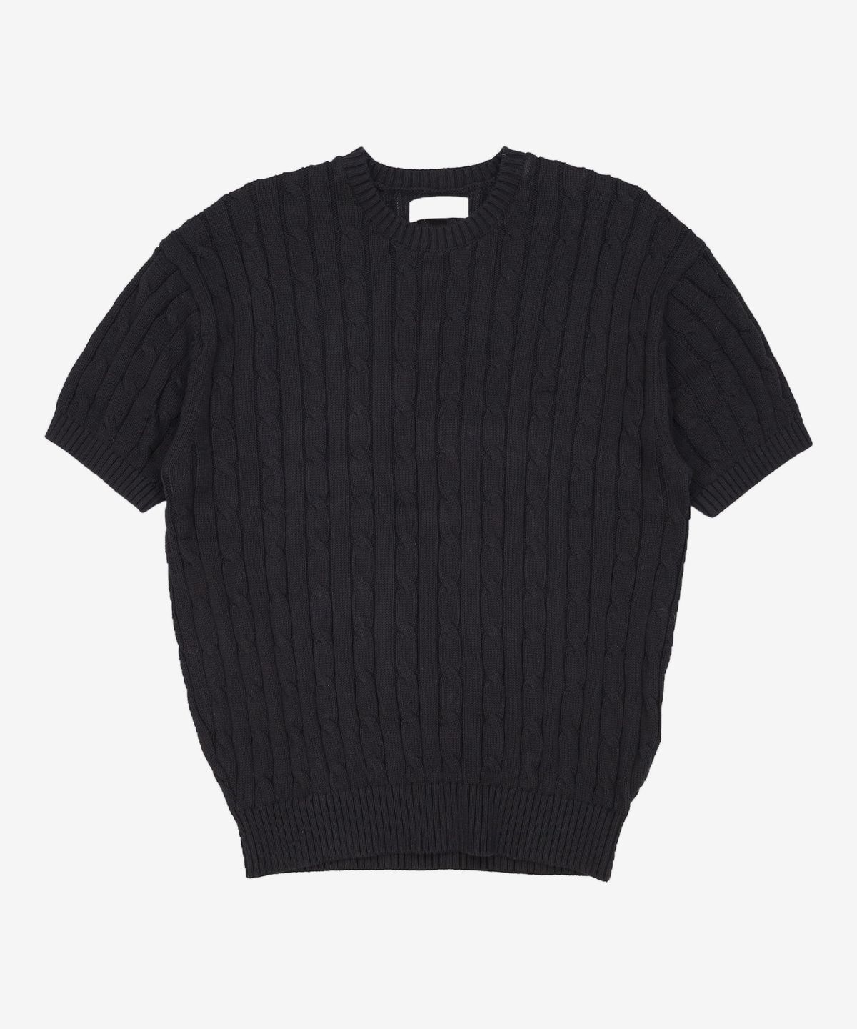 미나브(MINAV) 소프트코튼 케이블 라운드 니트 [블랙] XL