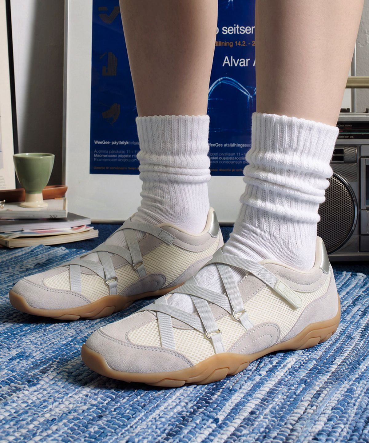 락피쉬웨더웨어(ROCKFISH WEATHERWEAR) ZANE X-STRAP SNEAKERS - CREAM