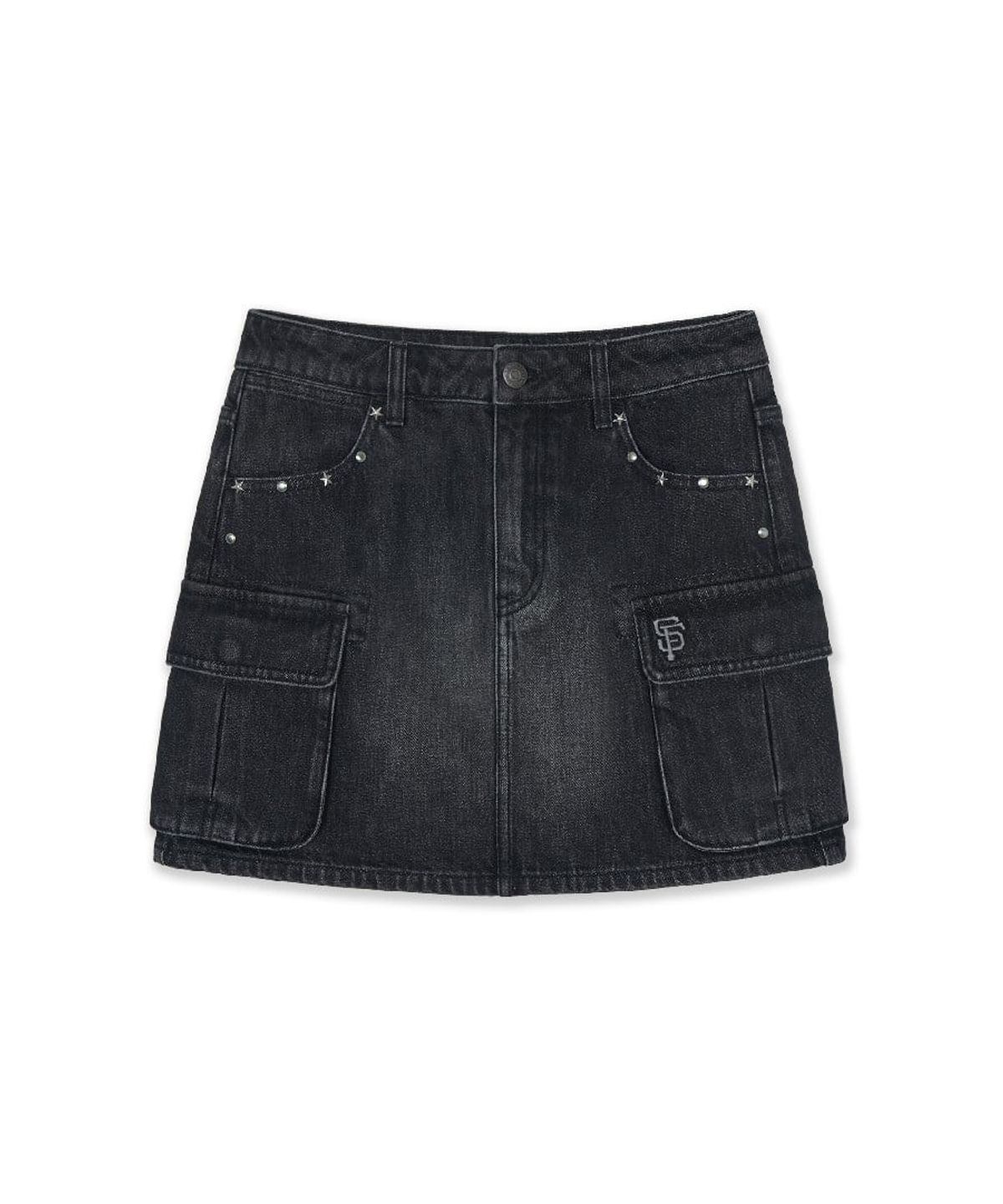 엠엘비(MLB) 여성 베이직 스몰로고 스터드 데님스커트 SF (Black)