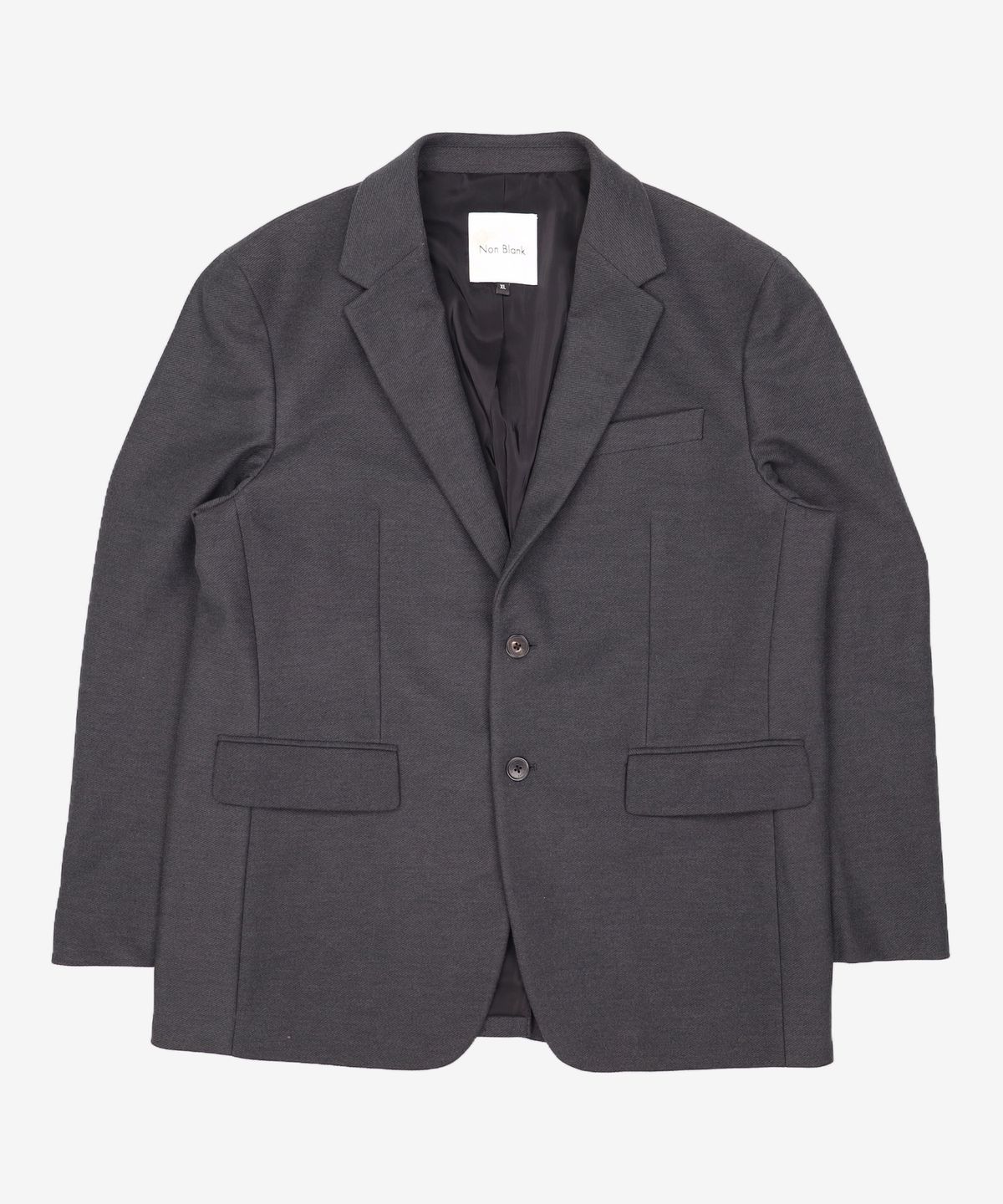 넌블랭크(NONBLANK) 세미 오버 핏 저지 블레이저_DARK GREY XL