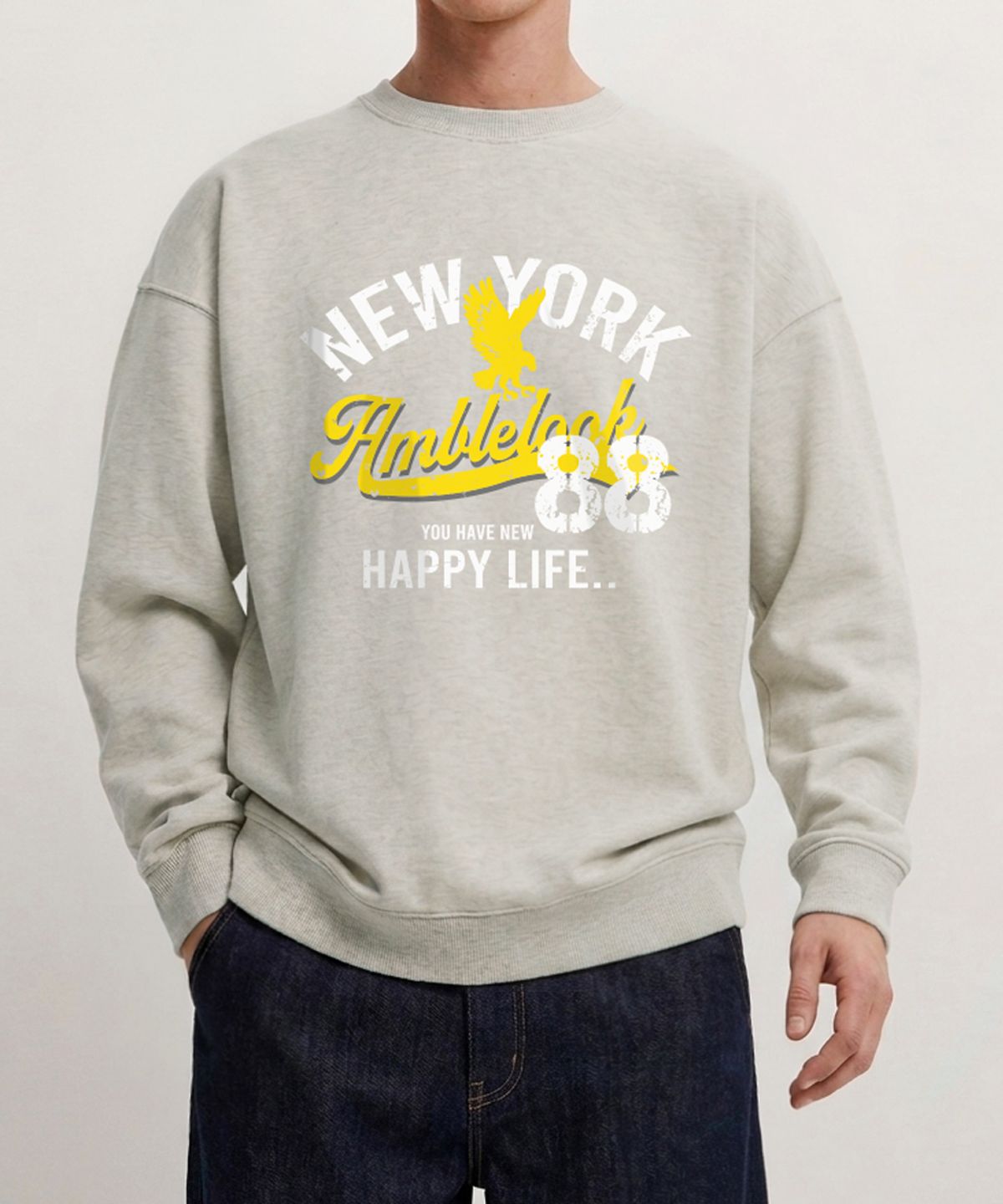 엠블룩(AMBLELOOK) 레귤러 스웨트셔츠 NEW YORK88 (3color)