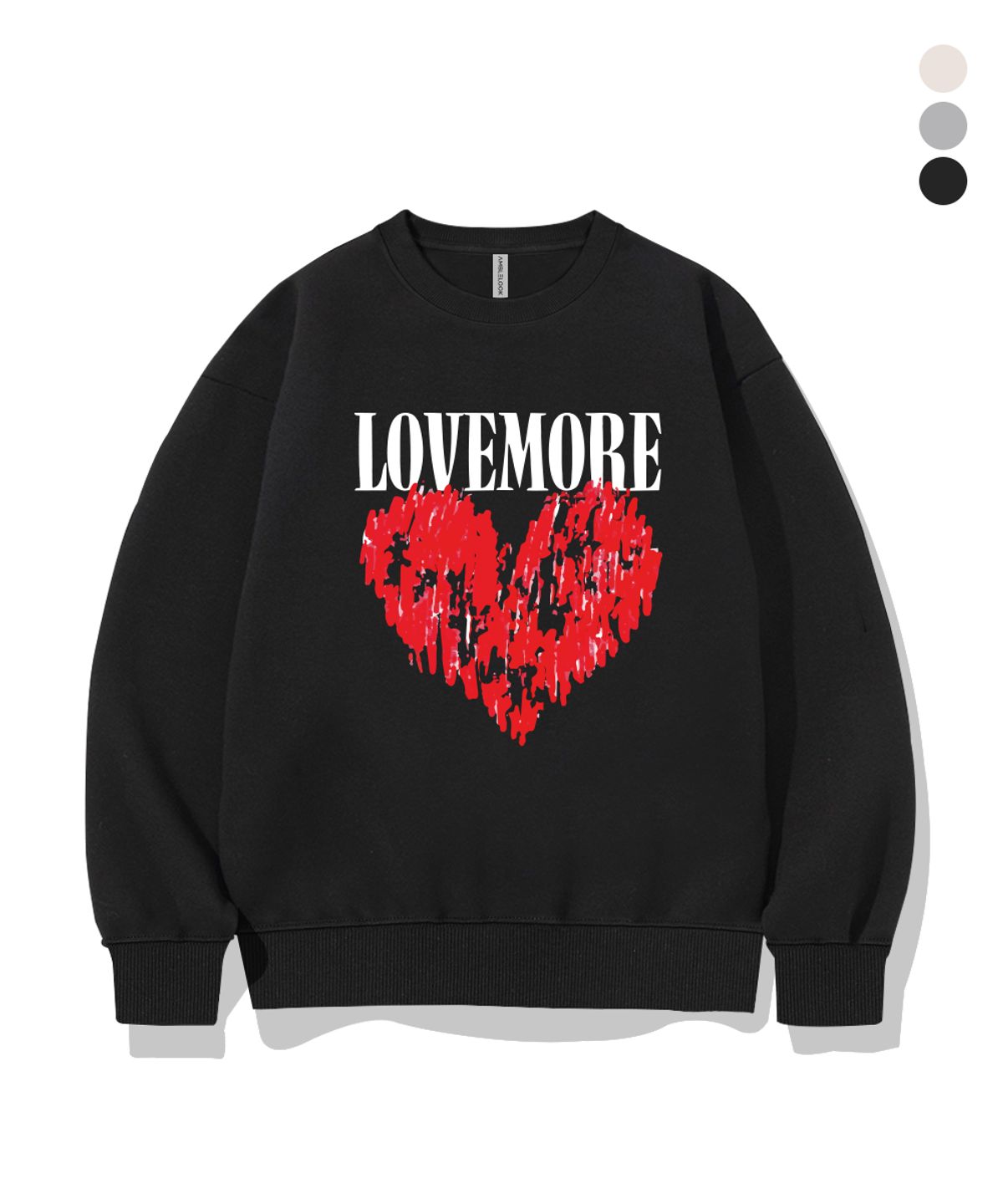 엠블룩(AMBLELOOK) 레귤러 스웨트셔츠 LOVE MORE (3color)