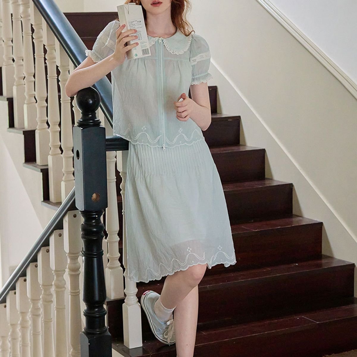 쎄무아듀(CEST MOIDEW) Cest_Soft embroidered pintuck skirt