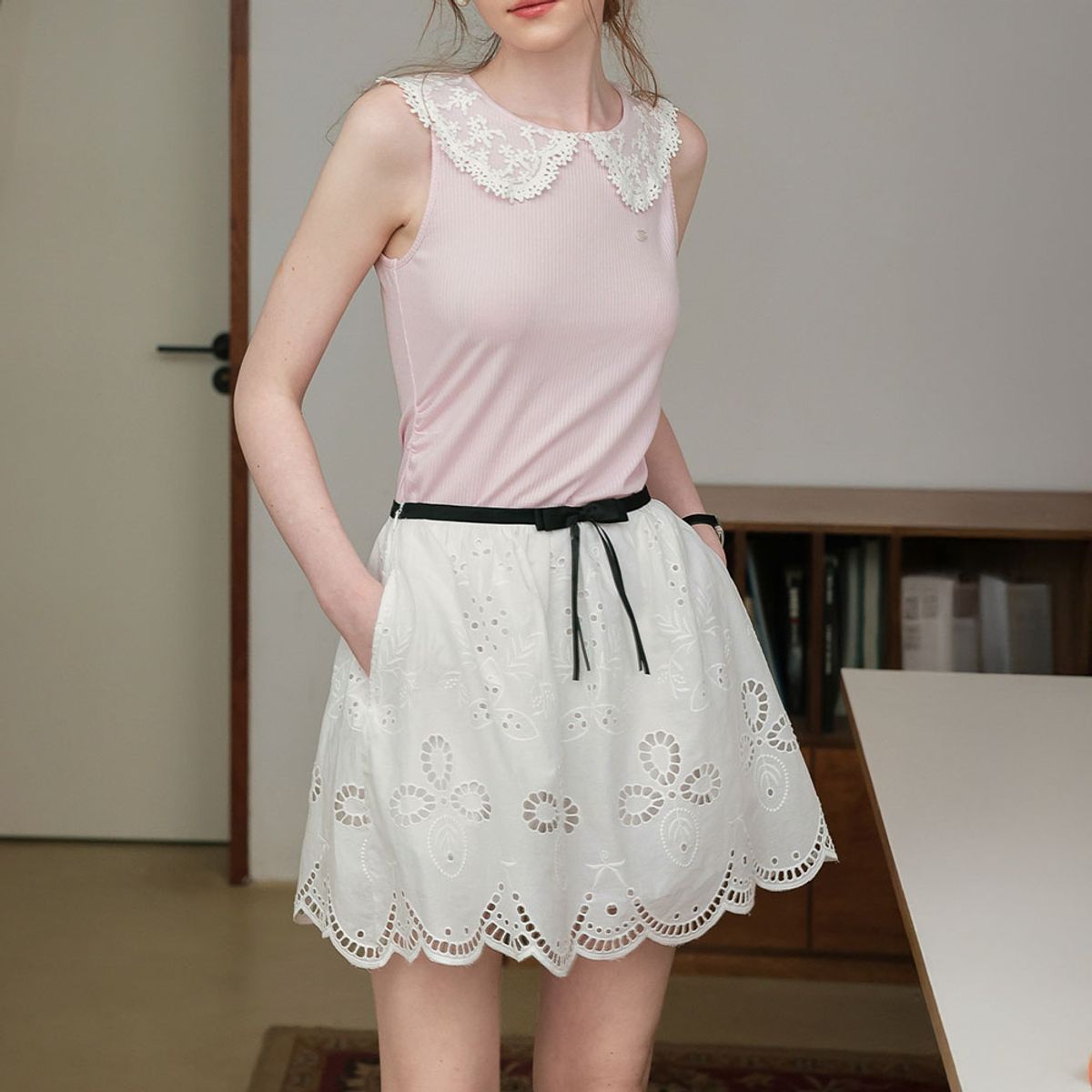 쎄무아듀(CEST MOIDEW) Cest_Ribbon scallop skirt