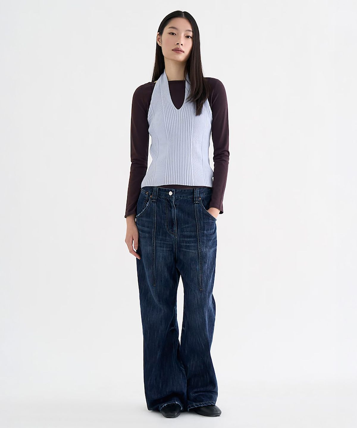 앙개(ANGGAE) Low Crotch Denim  Blue